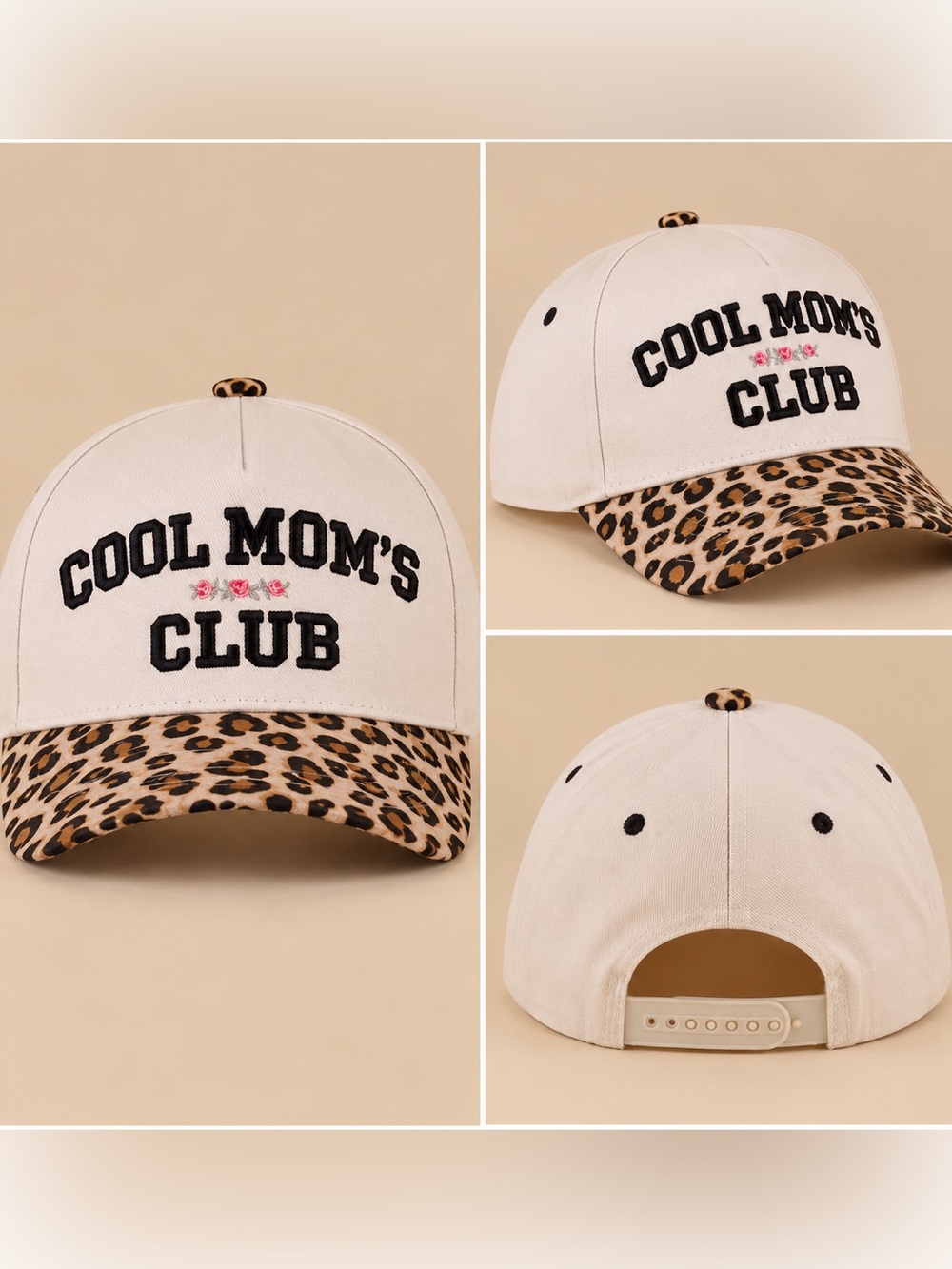 Zenana Cool Moms Club Leopard Print Baseball Hat Cap Snap Back New